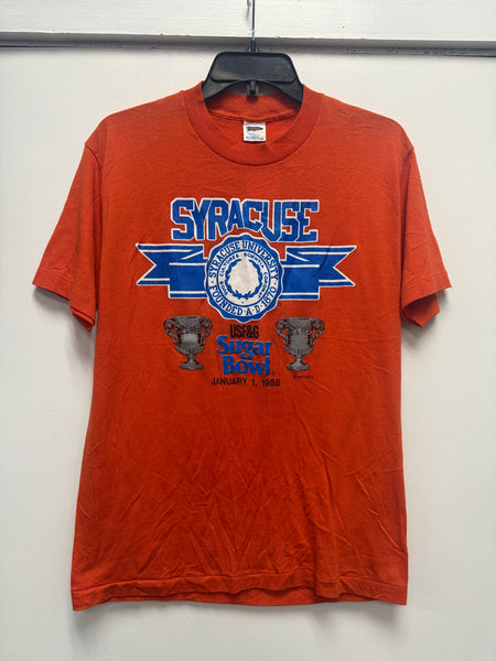 Vtg SU Football Sugar Bowl '88 S/S T-Shirt Orange M USA TS669