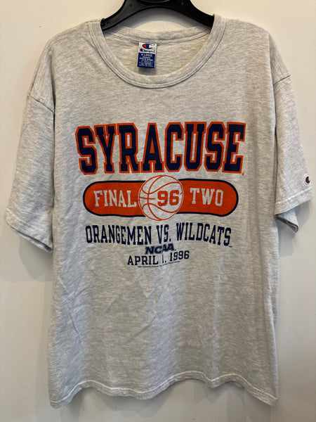Vintage Champion Syracuse Final Two '96 Orangemen Vs. Wildcats NCAA T-Shirt Gray XL TS630
