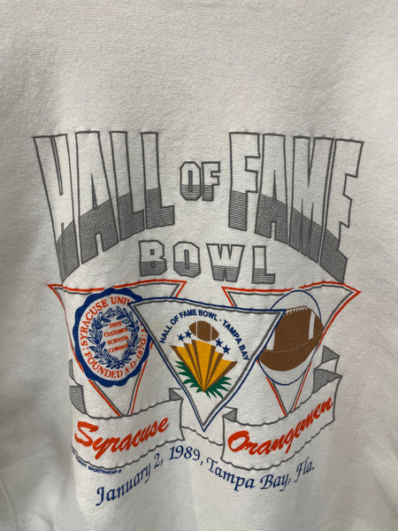 Vintage Football Syracuse White Hall of Fame Bowl Sweatshirt L SS1020