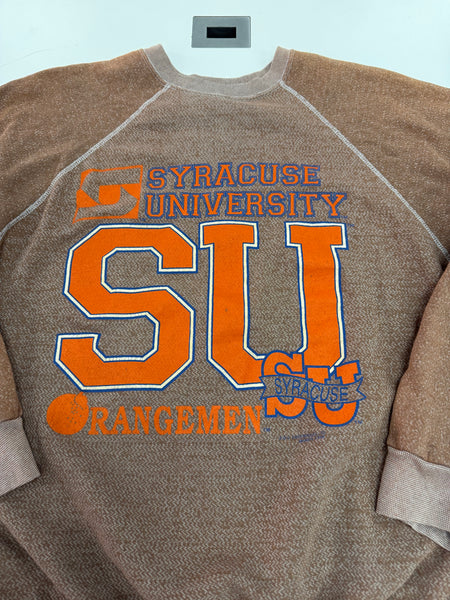 Custom Over-Dyed Vintage SU Orangeman Banner Logo Sweatshirt Brown L/XL USA SS1233