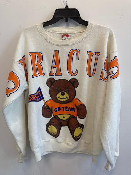 Vintage Syracuse Teddy Bear Across the Chest Spellout Sweatshirt Medium SS1204