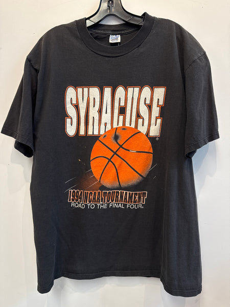 Vintage Syracuse Basketball 1994 NCAA Tournament Road To The Final Four S/S T- Shirt Black L/XL USA TS635