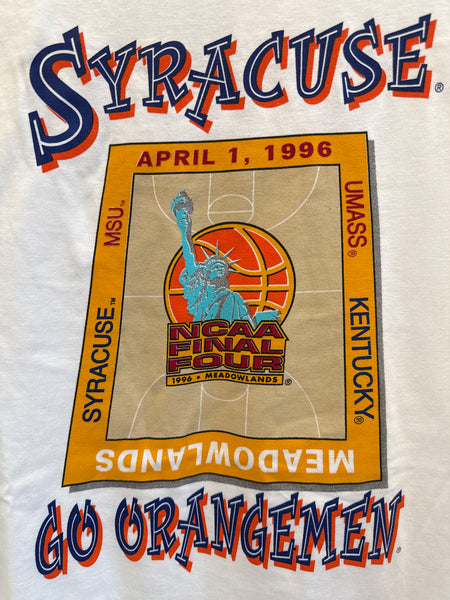 NCAA Final Four '96 Meadowlands Syracuse Go Orangemen T-Shirt White XL USA TS628