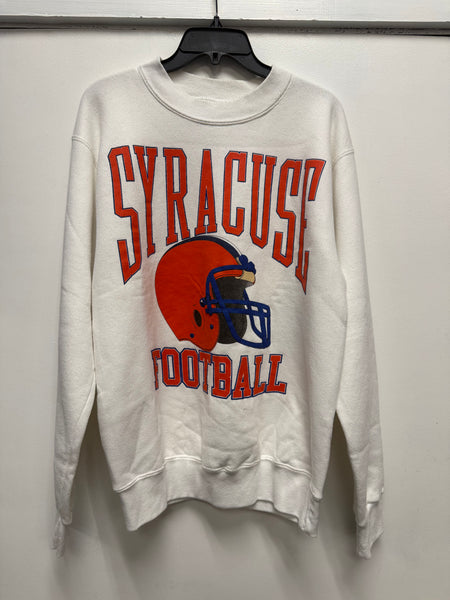 Vtg SU Football Helmet Crewneck Sweatshirt White M USA SS1248