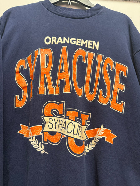 Vtg SU Orangemen Banner Crewneck Sweatshirt Navy L/XL SS1259