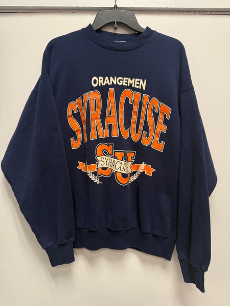 Vtg SU Orangemen Banner Crewneck Sweatshirt Navy L/XL SS1259