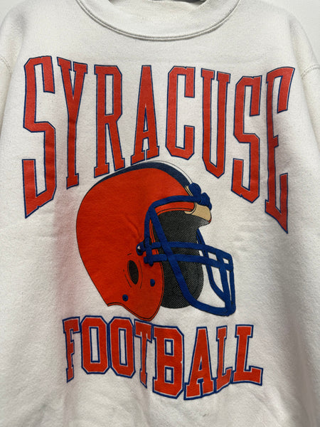 Vtg SU Football Helmet Crewneck Sweatshirt White M USA SS1248