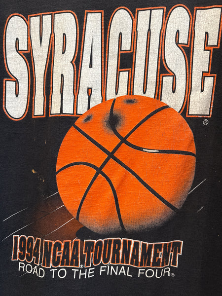 Vintage Syracuse Basketball 1994 NCAA Tournament Road To The Final Four S/S T- Shirt Black L/XL USA TS635