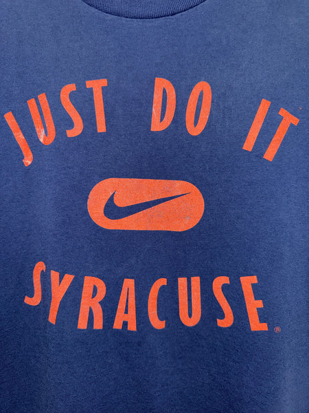 Vtg Nike SU Just Do It S/S T-Shirt Navy L USA TS781