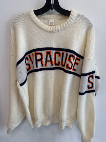 Very Rare Knit Syracuse Cream Colored Sweater Large SS1120