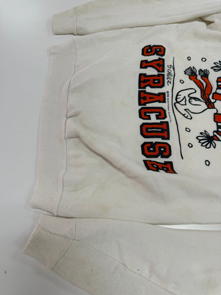 Vintage Syracuse University Snoopy Schulz Crewneck Sweatshirt White S/M USA SS1224