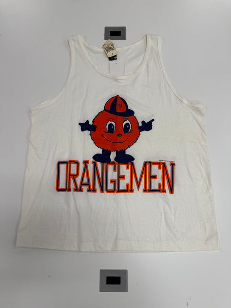 Vintage SU Orangemen Otto F&B Graphic Puffy Print Tank Top White XL USA TS638