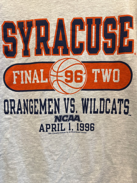 Vintage Champion Syracuse Final Two '96 Orangemen Vs. Wildcats NCAA T-Shirt Gray XL TS630