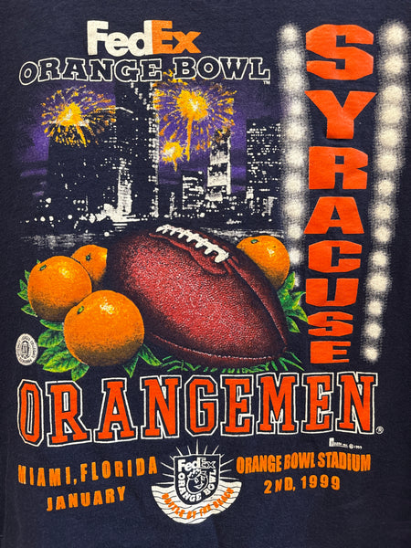 Syracuse Orangemen FedEx Orange Bowl Miami 1999 S/S T-Shirt Navy M/L USA TS632