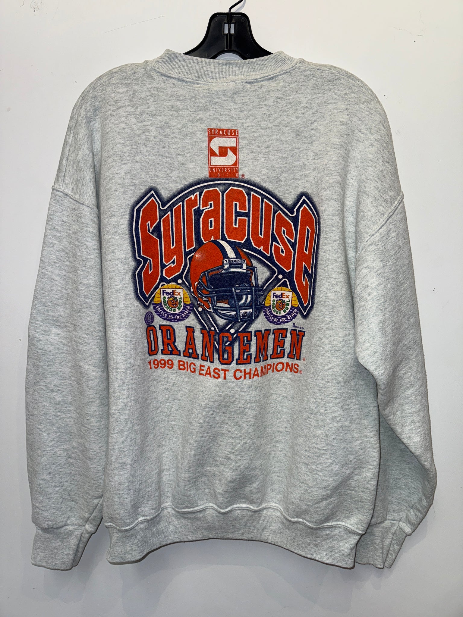 Vintage SU Orangemen ‘99 Big East Champions Crewneck Heather Gray Large SS1899