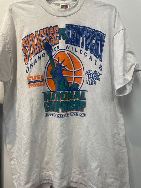 Vintage White National Championship Basketball Tee Syracuse versus Kentucky XL/2XL TS511