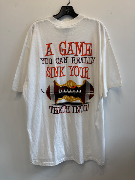 SU Football "A Game You Can Really Sink Your Teeth Into!" S/S T-Shirt NWT White XL USA TS632