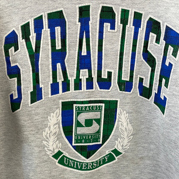 Vintage Syracuse Green and Blue Plaid Sweatshirt Medium SS991