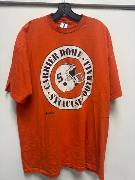 Vtg SU Carrier Dome Football Helmet S/S T-Shirt Orange XL USA TS670