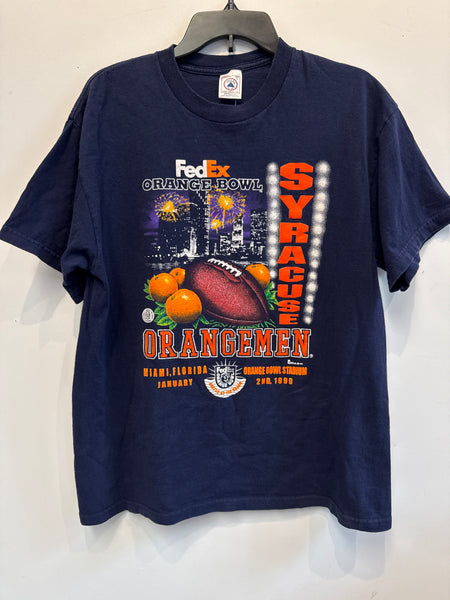 Syracuse Orangemen FedEx Orange Bowl Miami 1999 S/S T-Shirt Navy M/L USA TS632