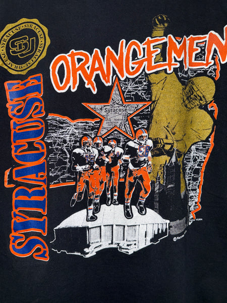 Vtg Nutmeg SU Orangemen Football Carrier Dome NYS Tee Black L USA TS783