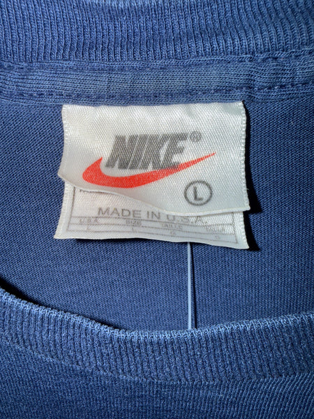 Vtg Nike SU Just Do It S/S T-Shirt Navy L USA TS781