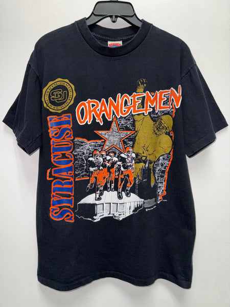 Vtg Nutmeg SU Orangemen Football Carrier Dome NYS Tee Black L USA TS783