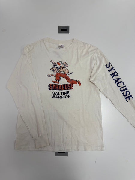 Vtg SU Saltine Warrior L/S T-Shirt White Large USA TS640