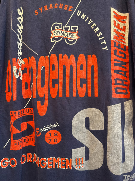 Vintage Double Sided Allover print Syracuse T Shirt XL TS571