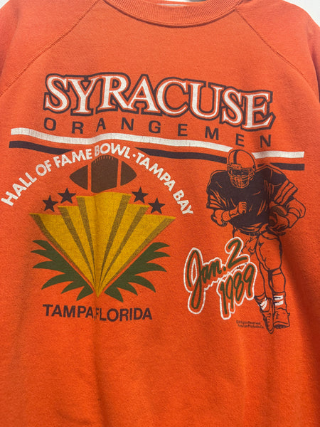 Vtg Syracuse Orangemen Football Hall of Fame Bowl '89 Crewneck Sweatshirt Orange L/XL SS1246