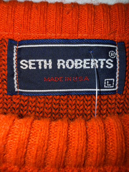 Vtg SU Knit Sweater L Orange USA SS1280