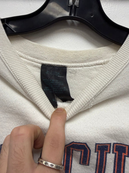 Vtg SU Football Basketball "SU" Banner Interlocking "S" Otto Syracuse NY Crewneck Sweatshirt White M US SS1243