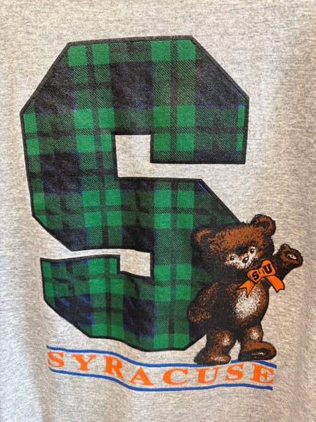Vintage Syracuse University Sweatshirt w/ Teddy bear and Plaid detail XL SS1210