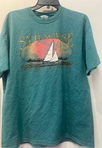 Vintage Striped Green/Blue Syracuse Tee XL TS512