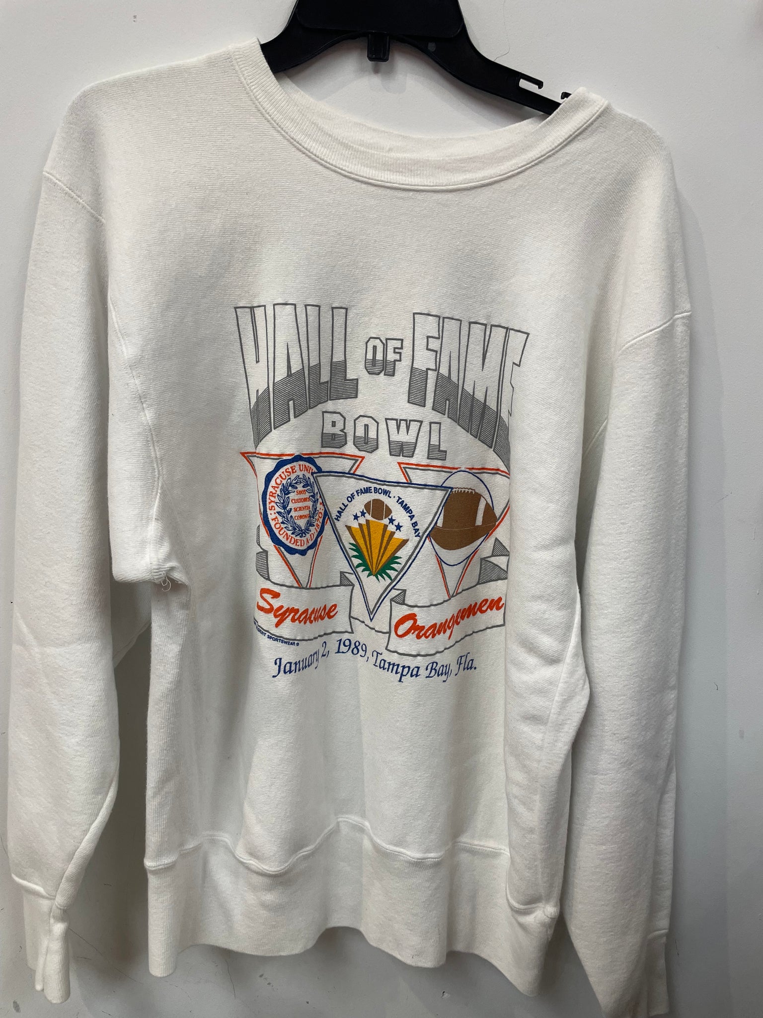 Vintage Football Syracuse White Hall of Fame Bowl Sweatshirt L SS1020