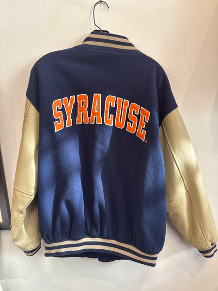 Vintage Syracuse Varsity Jacket w/ Leather Sleeves Large J328