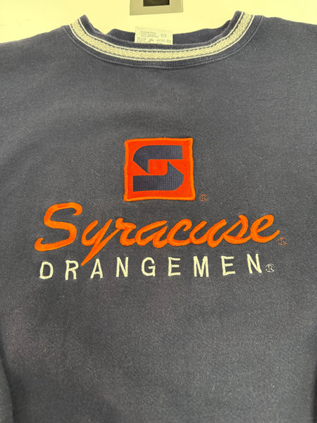 Vintage SU Orangemen Interlocking "S" Stitched Crewneck Sweatshirt Navy XL USA SS1237