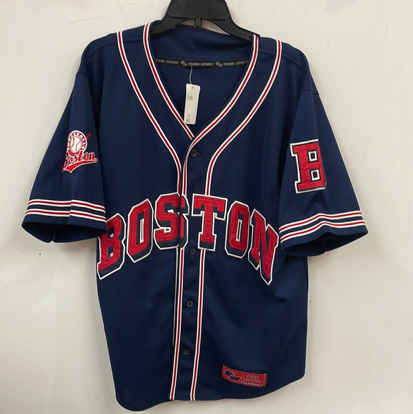 Navy Blue Boston Red Sox Jersey with Red lettering. Size 2XL.