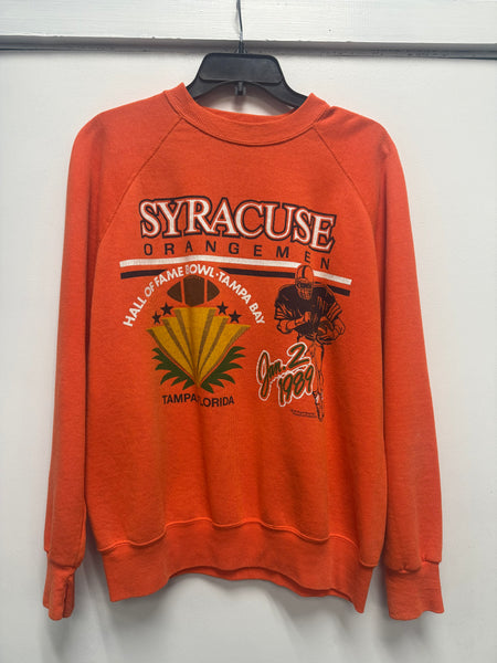 Vtg Syracuse Orangemen Football Hall of Fame Bowl '89 Crewneck Sweatshirt Orange L/XL SS1246
