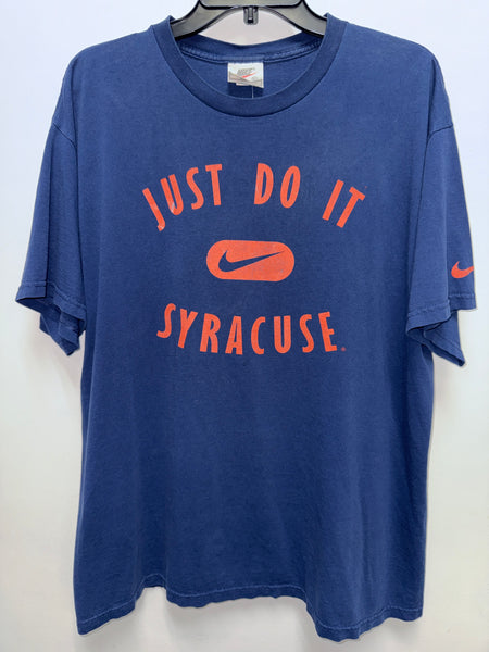 Vtg Nike SU Just Do It S/S T-Shirt Navy L USA TS781