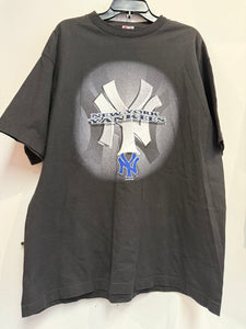 Vintage Black Yankees Oversized Logo T Shirt XL Y55