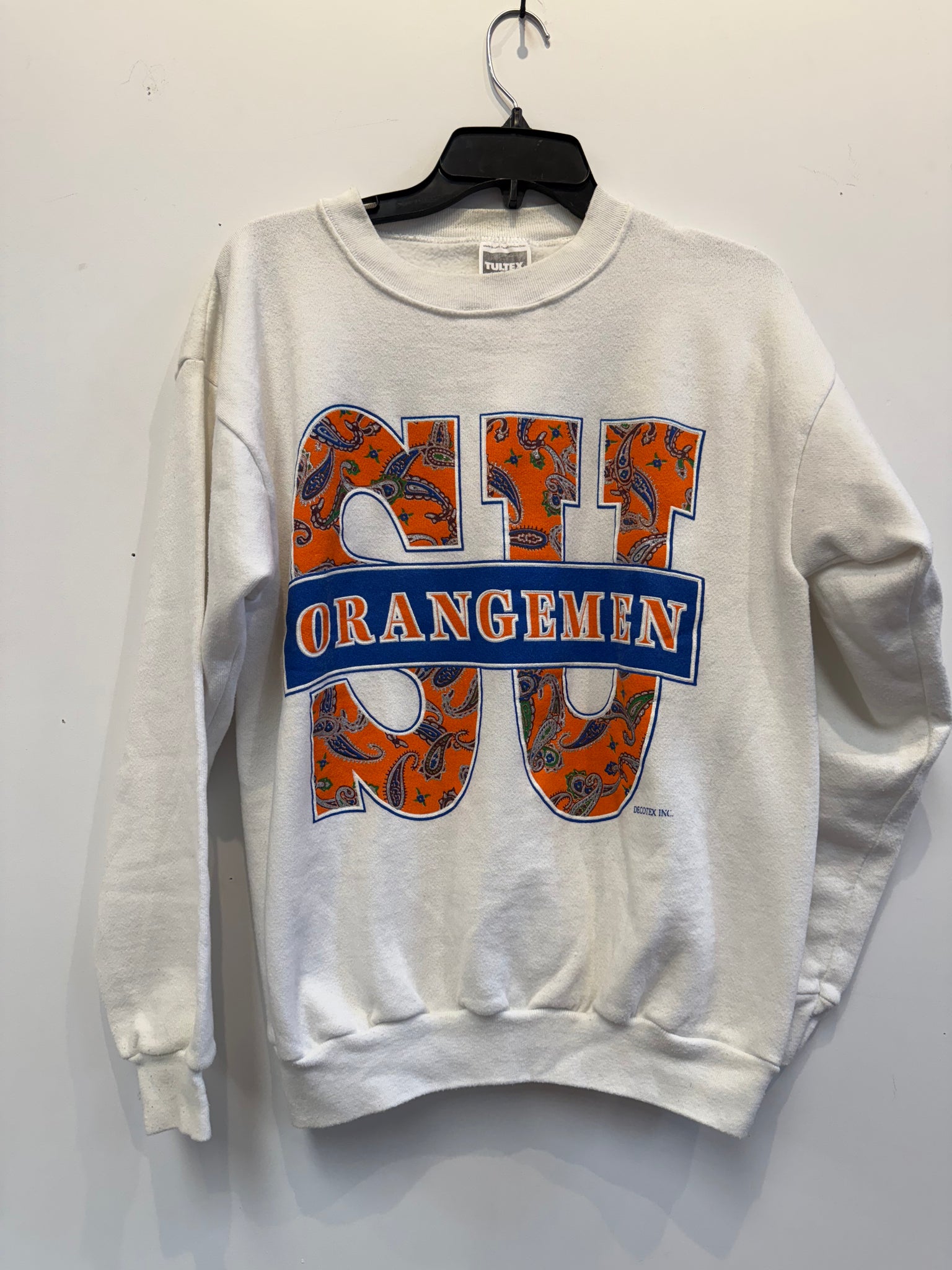 Vintage White Syracuse Paisley Sweatshirt Large SS1182