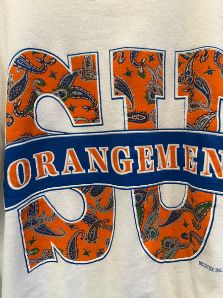 Vintage White Syracuse Paisley Sweatshirt Large SS1182