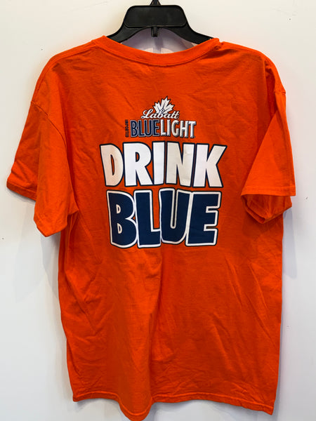 Labatt Bleed Orange Drink Blue Shirt Large