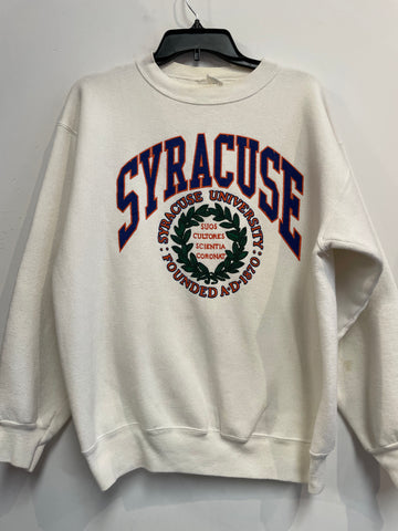 Vintage White Syracuse Sweatshirt with Seal L/XL SS1058