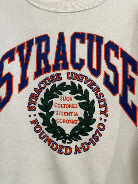 Vintage White Syracuse Sweatshirt with Seal L/XL SS1058