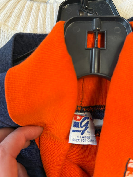 90s Syracuse University Hoodie Navy/Orange Medium SS1191