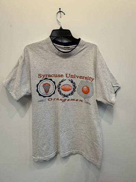 Vintage Grey Syracuse Orangemen Lax/Football/Basketball T-Shirt Large TS616