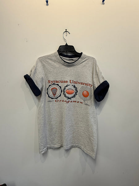 Vintage Grey Syracuse Orangemen Lax/Football/Basketball T-Shirt Large TS616