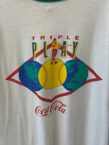 Vintage Off White Coca Cola Ringer T Shirt